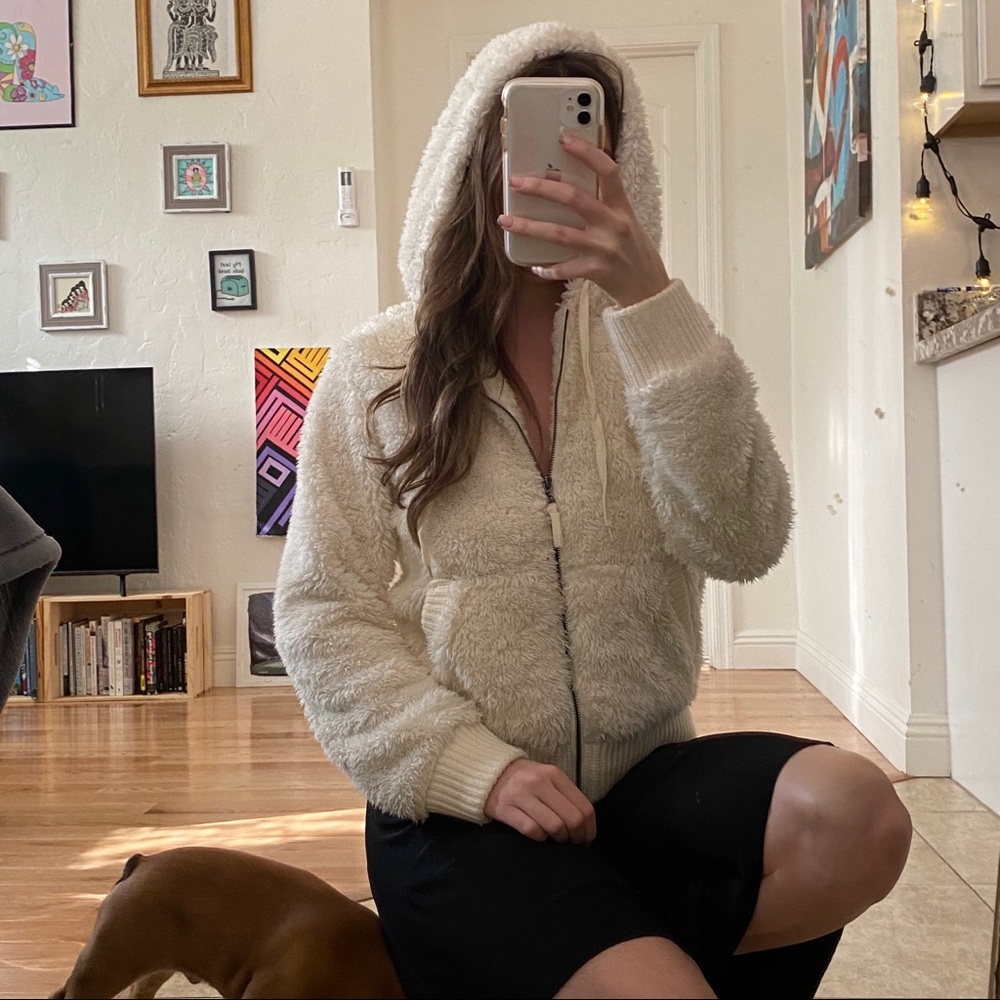 Fluffy white hoodie